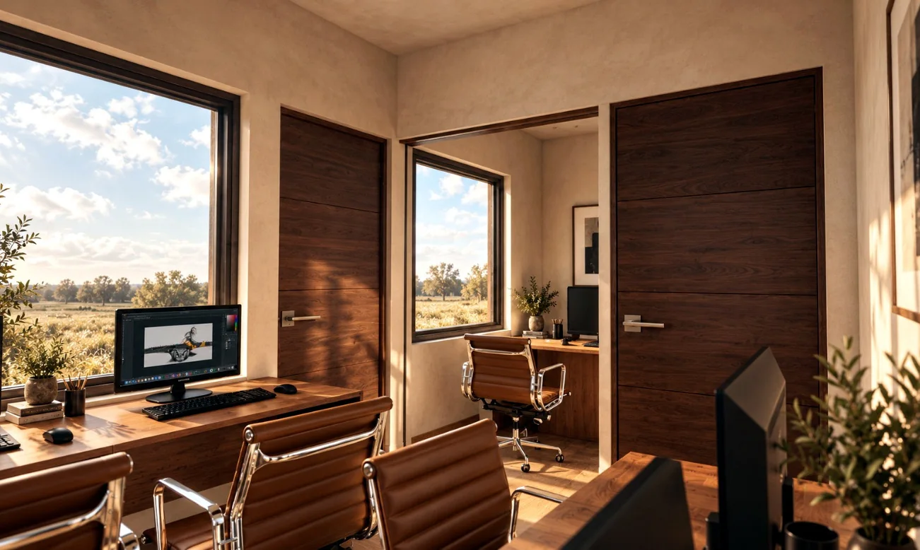 Interior referencial de la oficina modular Aconcagua