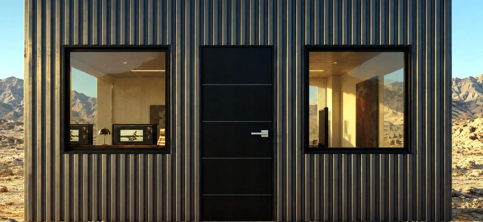 Vista exterior referencial de oficina modular Andes