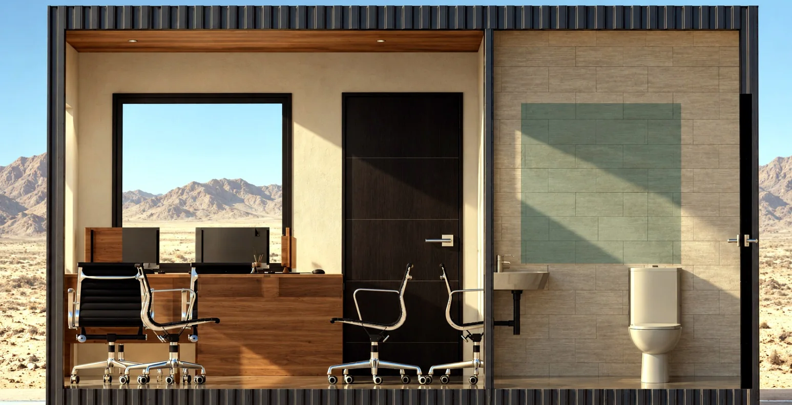 Corte referencial de la oficina modular Andes