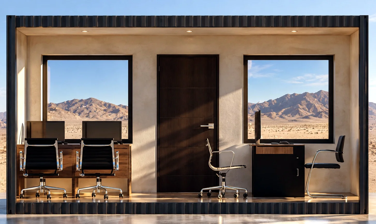 Interior referencial de la oficina modular Andes