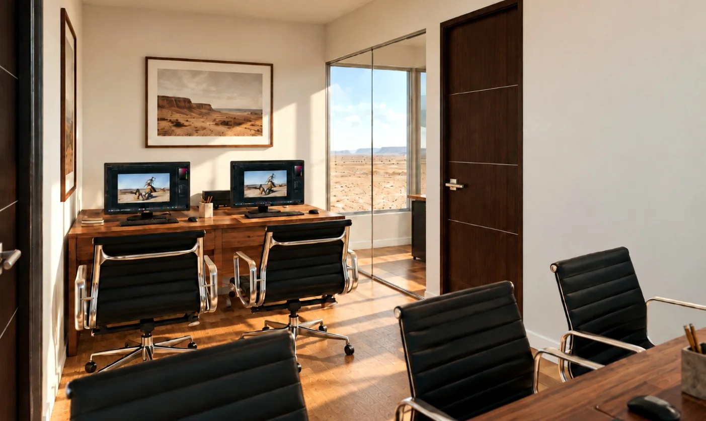 Interior referencial de la oficina modular Andes