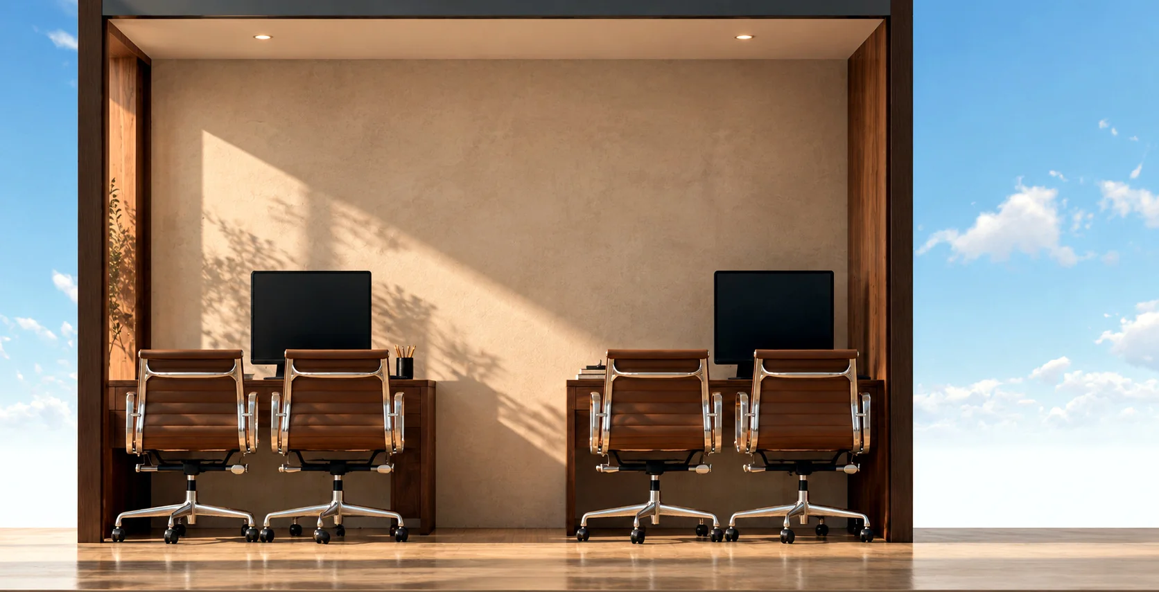 Corte referencial de la oficina modular Atacama