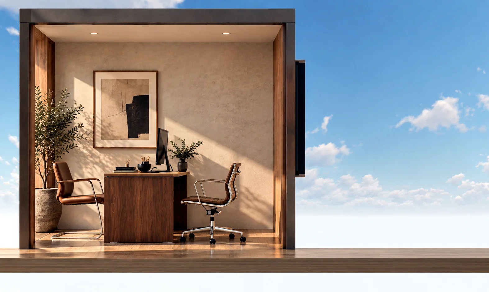 Interior referencial de la oficina modular Atacama