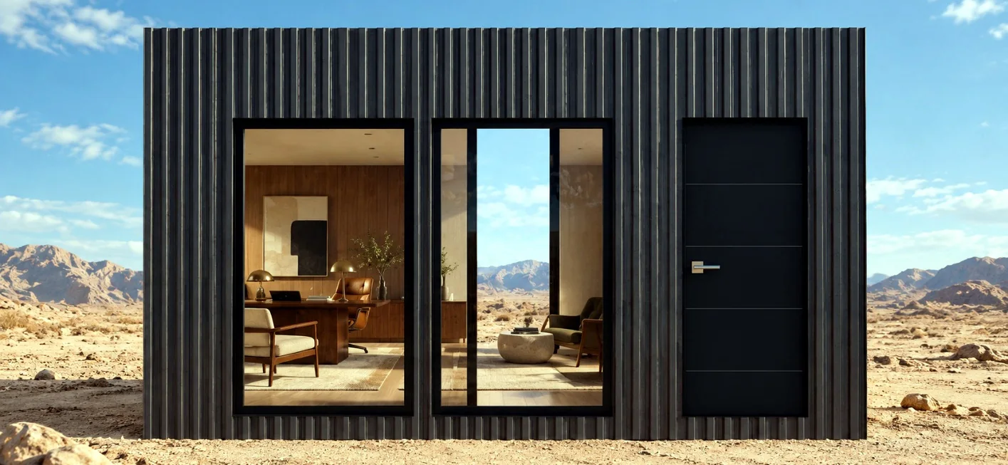 Vista exterior referencial de oficina modular Cordillera