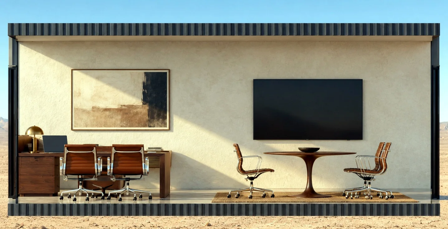 Corte referencial de la oficina modular Cordillera