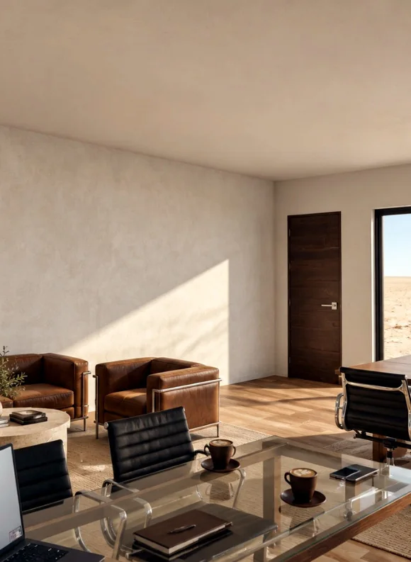 Interior referencial de la oficina modular Cordillera