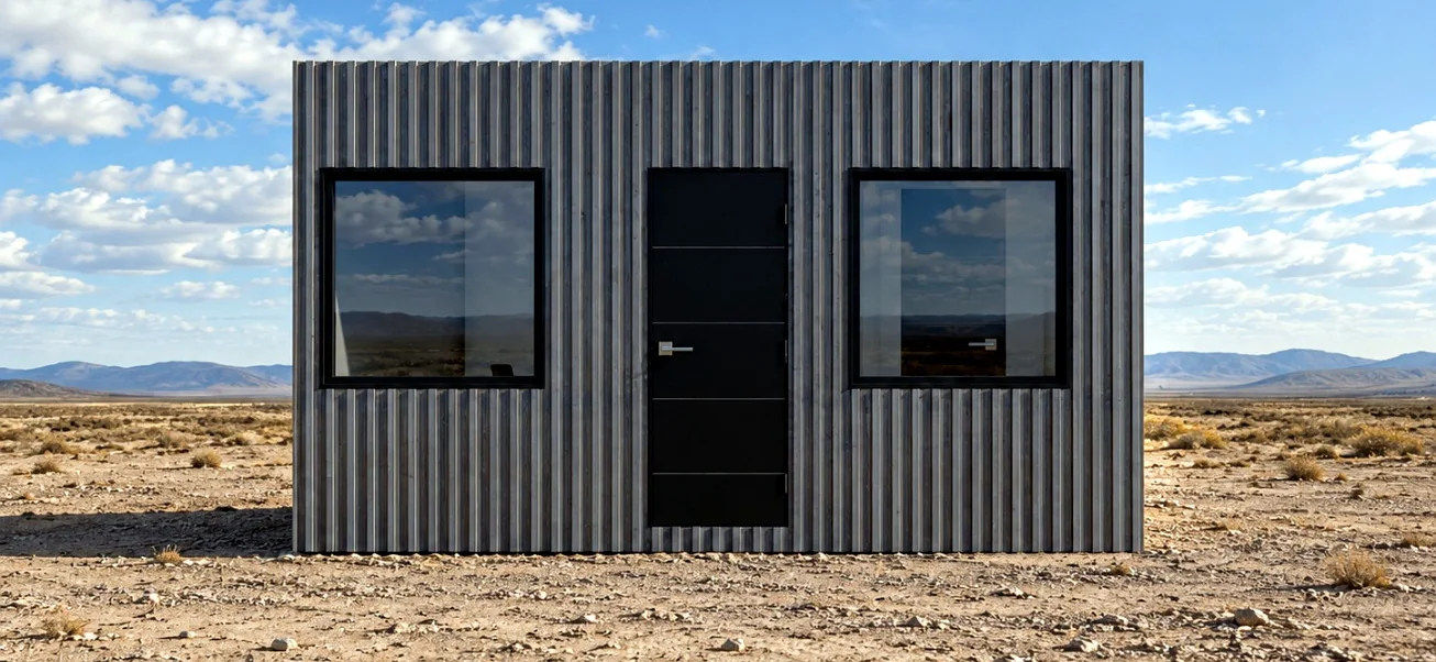 Vista exterior referencial de oficina modular Elqui