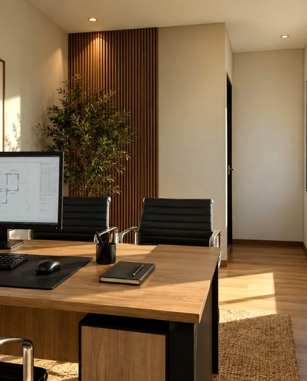 Interior referencial de la oficina modular Elqui