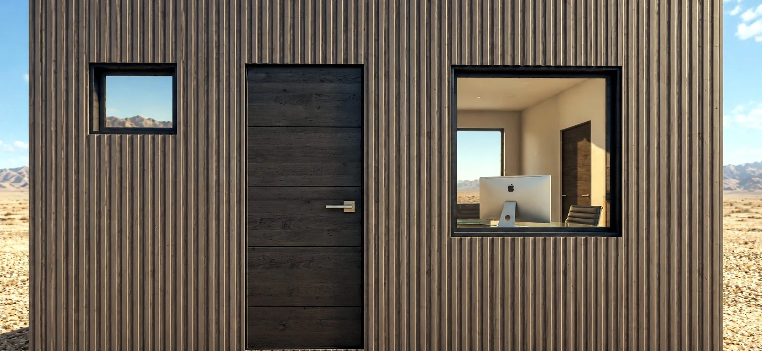 Fachada referencial de la oficina modular Maipo