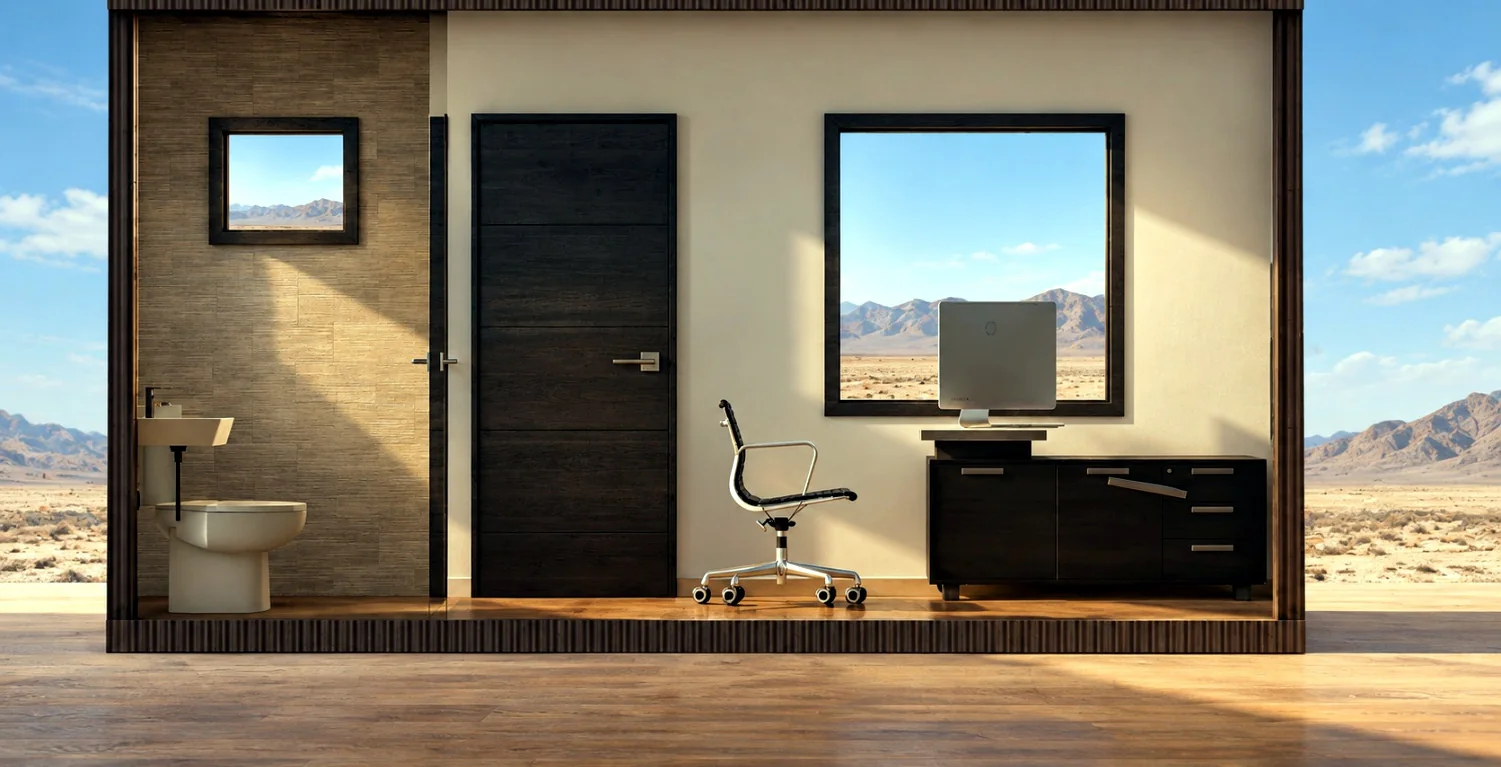 Corte referencial de la oficina modular Maipo