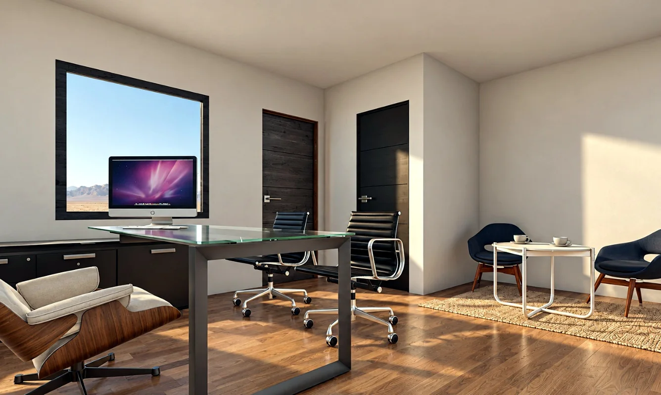 Interior referencial de la oficina modular Maipo