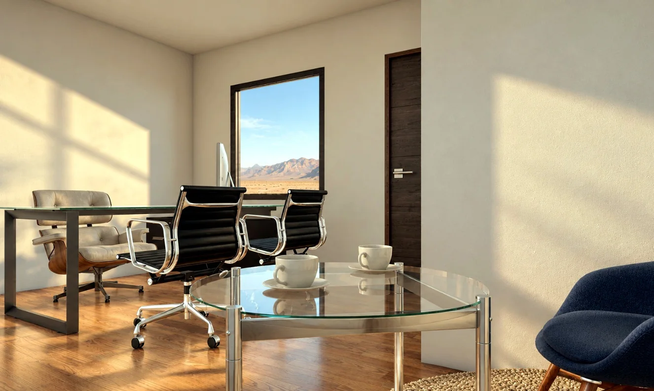 Interior referencial de la oficina modular Maipo