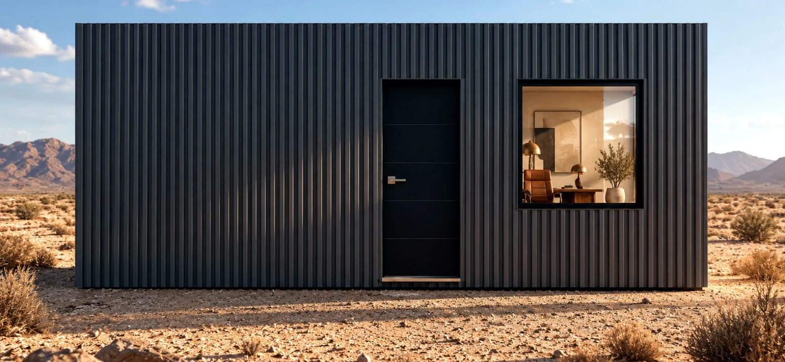 Vista exterior referencial de oficina modular Pacífico