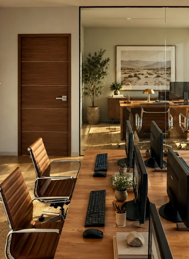 Interior referencial de la oficina modular Pacífico